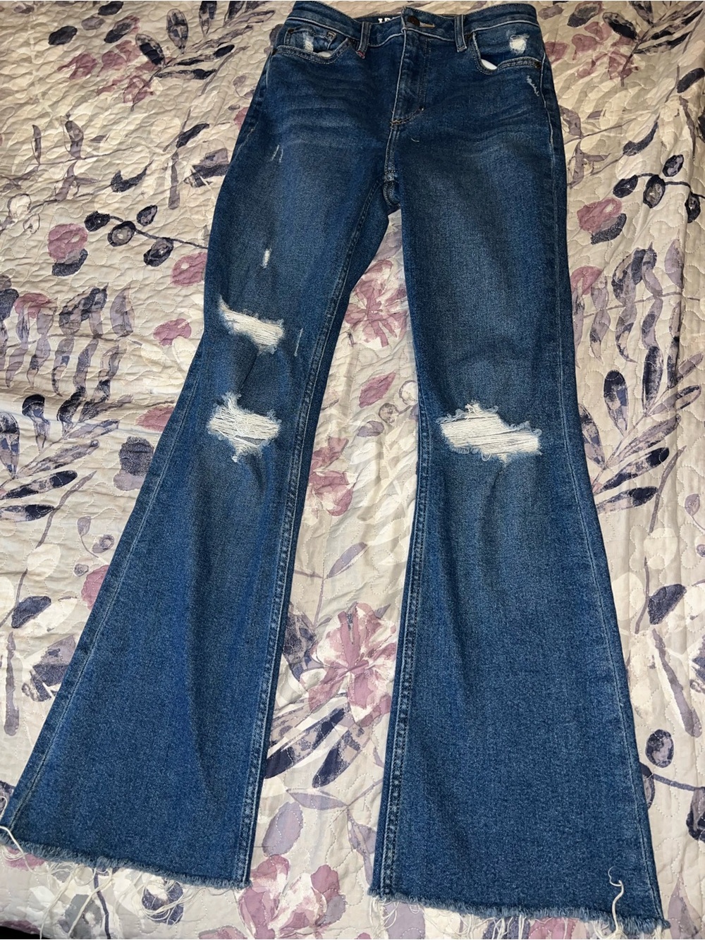 Idyllwind Dark Blue Distressed Flare Jeans